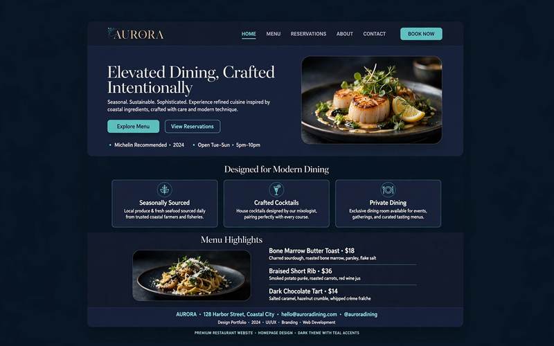 Northern Table — premium restaurant website design concept