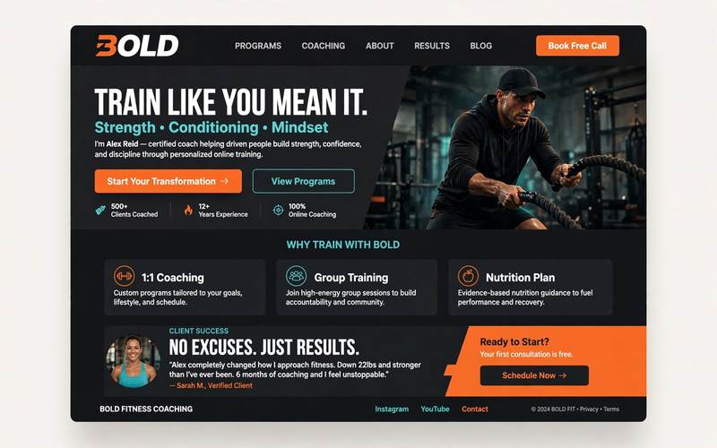 Summit Fitness — fitness coach website design concept